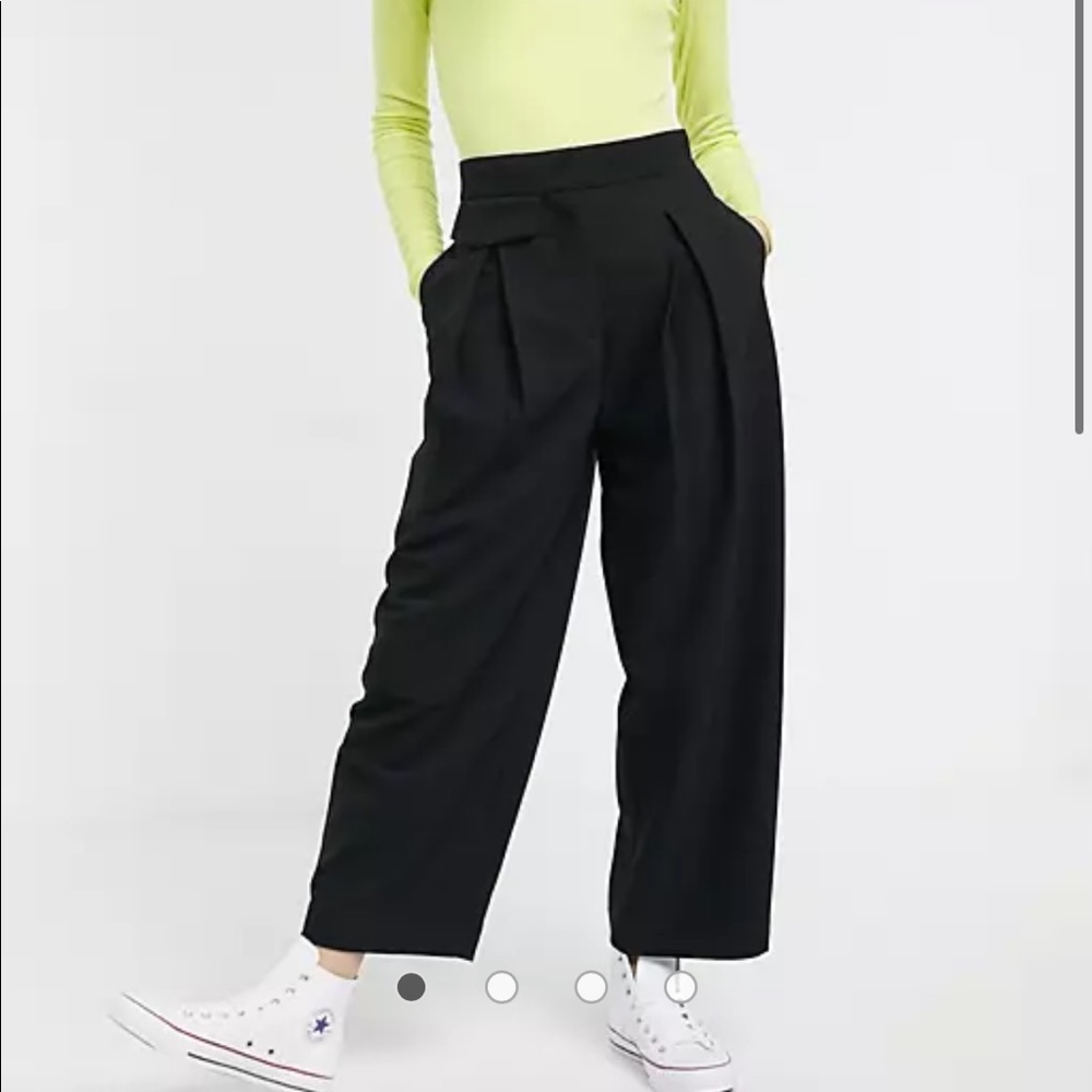 Weekday Nigella pleat front wide leg pants in black